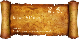 Mazur Vilmos névjegykártya